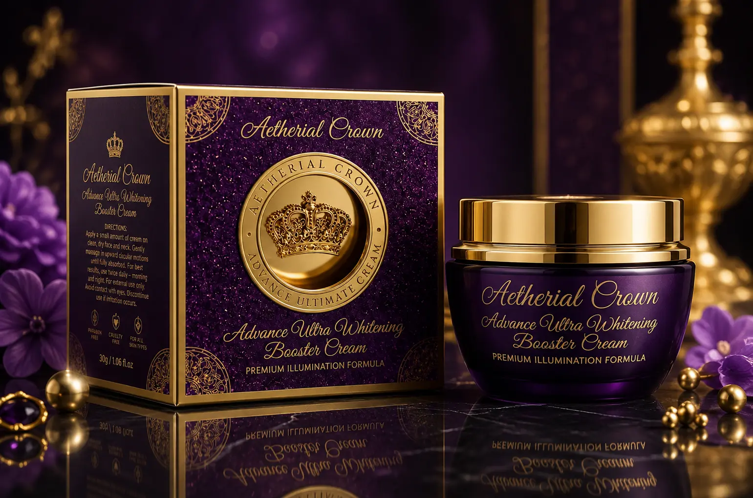 Aetherial Crown cream box product presentation